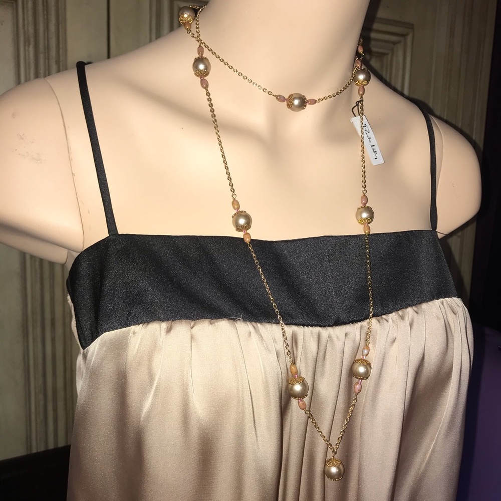Black and gold tie front silky tip